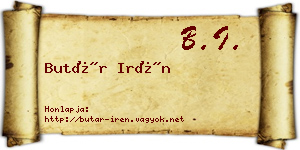 Butár Irén névjegykártya
